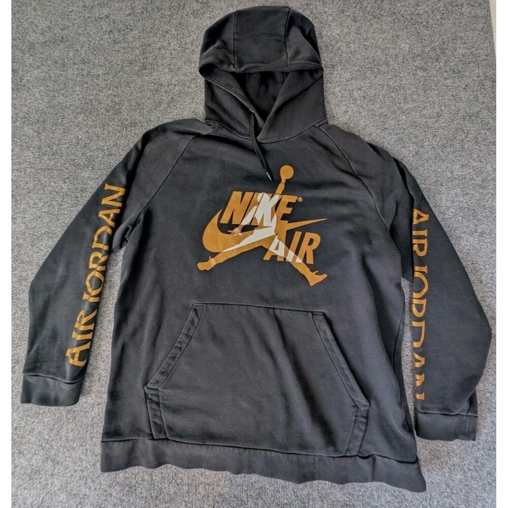 Nike Sweater Men Air Jordan Pullover Sweatshirt  Hoodie Gold Jumpman Sz XXL 2XL